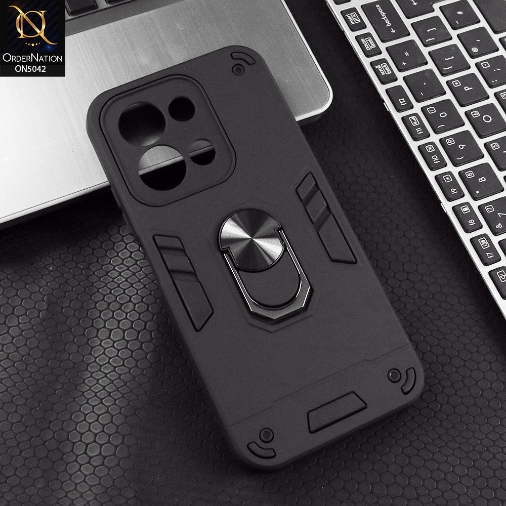 Xiaomi Poco C85 4G Cover - Black - New Dual PC + TPU Hybrid Style Protective Soft Border Case With Kickstand Holder