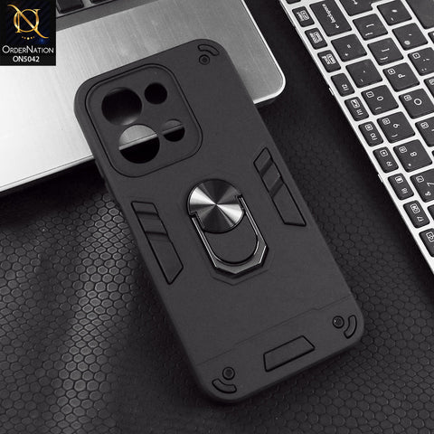 Xiaomi Redmi 15C 4G Cover - Black - New Dual PC + TPU Hybrid Style Protective Soft Border Case With Kickstand Holder