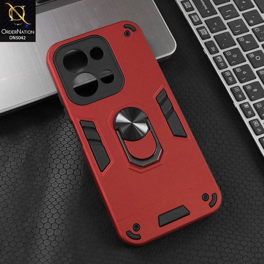 Xiaomi Redmi 15C 4G Cover - Red - New Dual PC + TPU Hybrid Style Protective Soft Border Case With Kickstand Holder