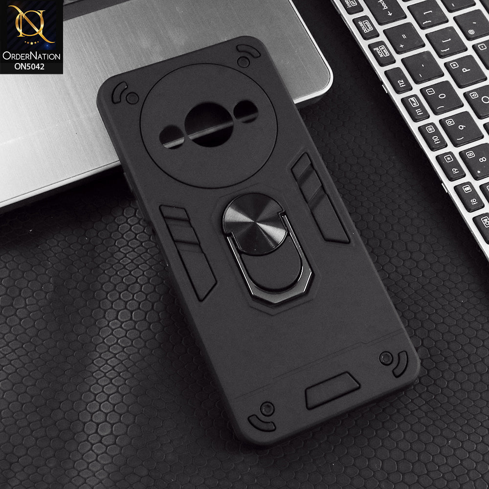 Xiaomi Poco C61 Cover - Black - New Dual PC + TPU Hybrid Style Protective Soft Border Case With Kickstand Holder