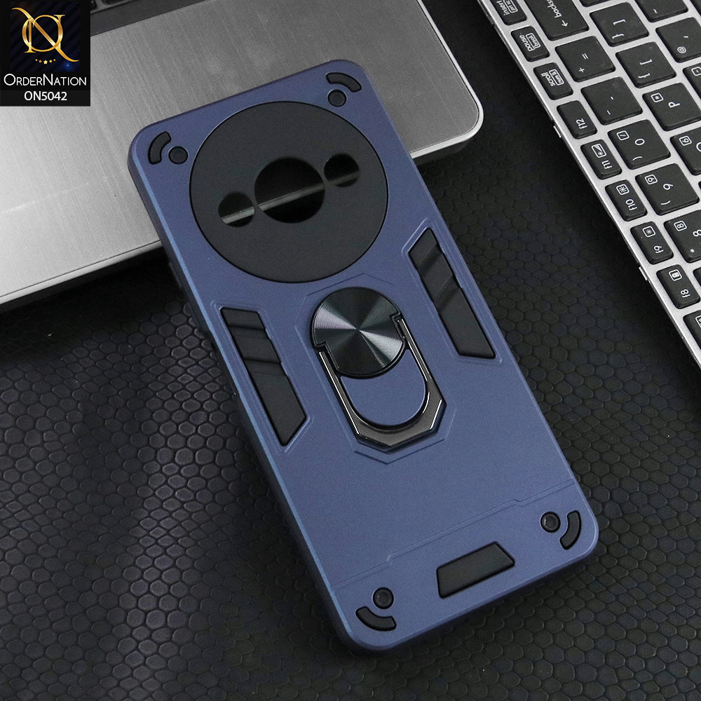 Xiaomi Redmi A3 Cover - Midnight Blue - New Dual PC + TPU Hybrid Style Protective Soft Border Case With Kickstand Holder