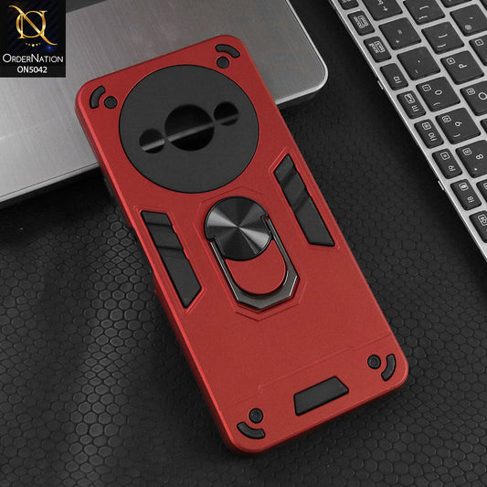 Xiaomi Redmi A3x Cover - Red - New Dual PC + TPU Hybrid Style Protective Soft Border Case With Kickstand Holder