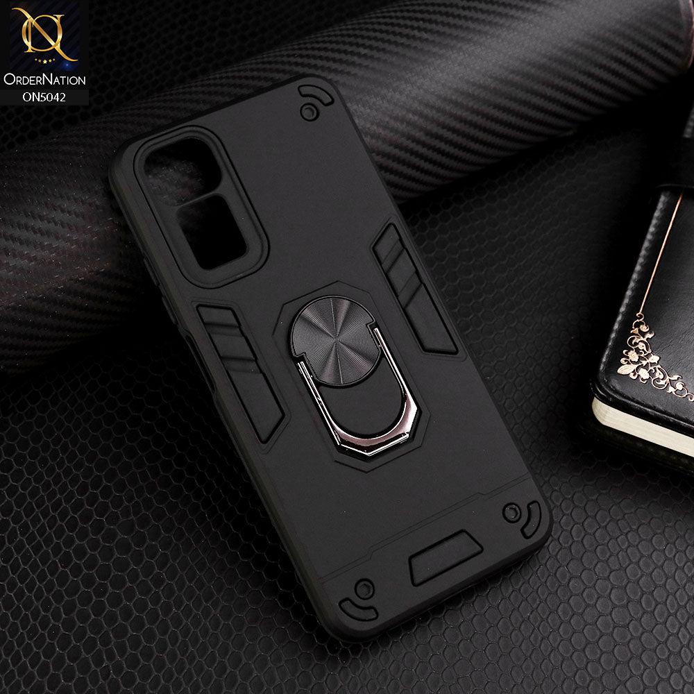 Xiaomi Redmi Note 11S Cover - Black - New Dual PC + TPU Hybrid Style Protective Soft Border Case With Kickstand Holder