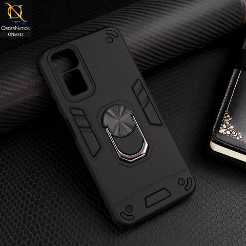 Xiaomi Redmi Note 11S Cover - Black - New Dual PC + TPU Hybrid Style Protective Soft Border Case With Kickstand Holder