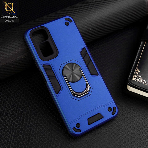 Xiaomi Redmi Note 11S Cover - Blue - New Dual PC + TPU Hybrid Style Protective Soft Border Case With Kickstand Holder