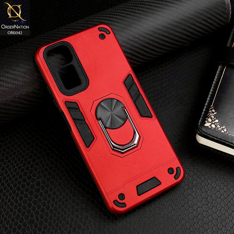 Xiaomi Redmi Note 11 4G Cover - Red - New Dual PC + TPU Hybrid Style Protective Soft Border Case With Kickstand Holder