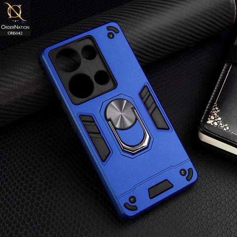 Xiaomi Poco M6 Pro 4G Cover - Blue - New Dual PC + TPU Hybrid Style Protective Soft Border Case With Kickstand Holder