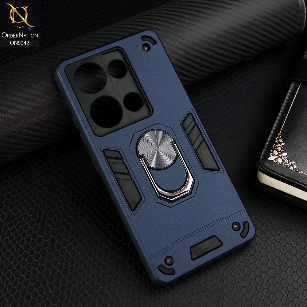 Xiaomi Poco M6 Pro 4G Cover - Midnight Blue - New Dual PC + TPU Hybrid Style Protective Soft Border Case With Kickstand Holder