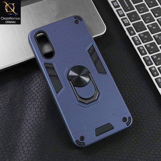 Vivo S1 Cover - Midnight Blue - New Dual PC + TPU Hybrid Style Protective Soft Border Case With Kickstand Holder