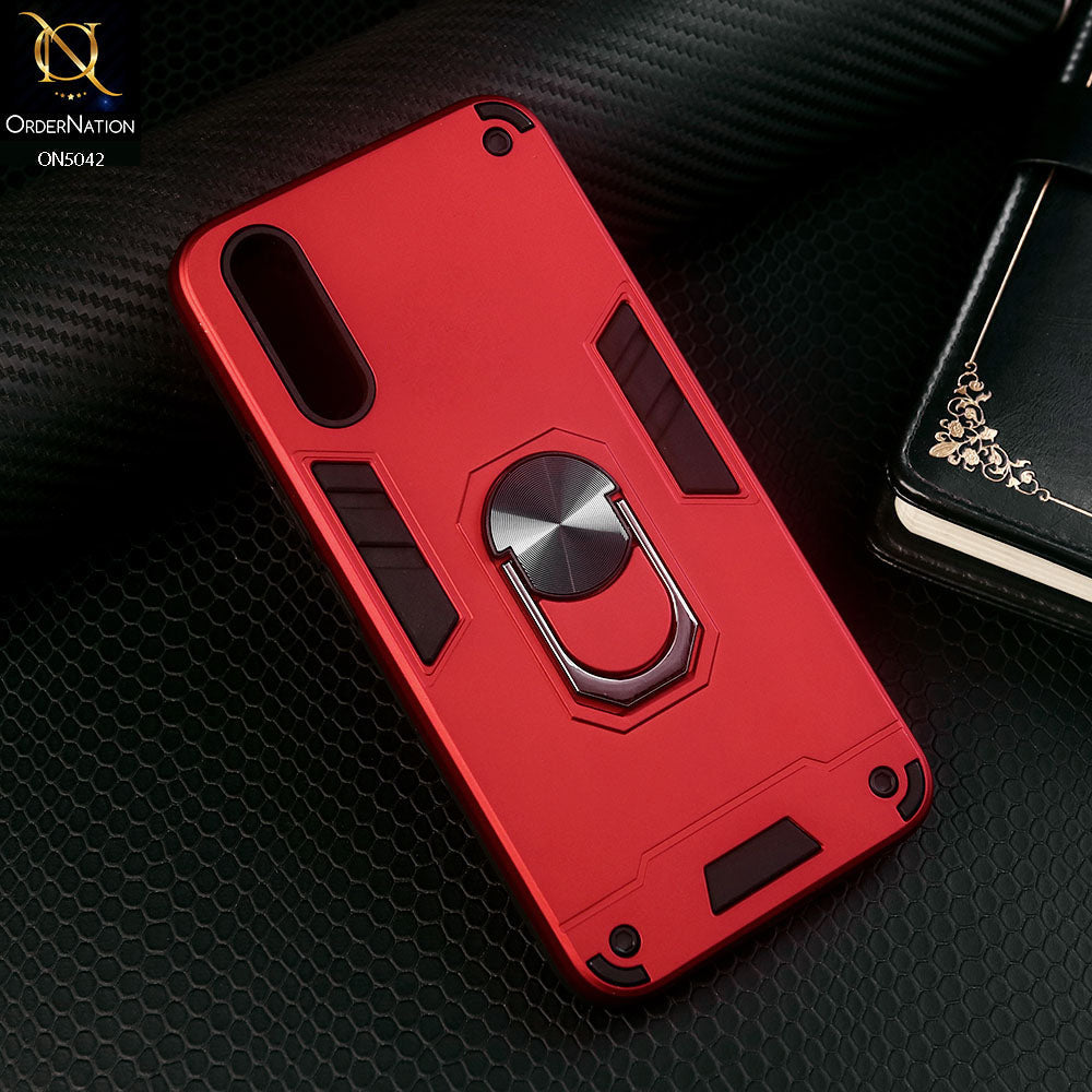 Vivo S1 Cover - Red - New Dual PC + TPU Hybrid Style Protective Soft Border Case With Kickstand Holder