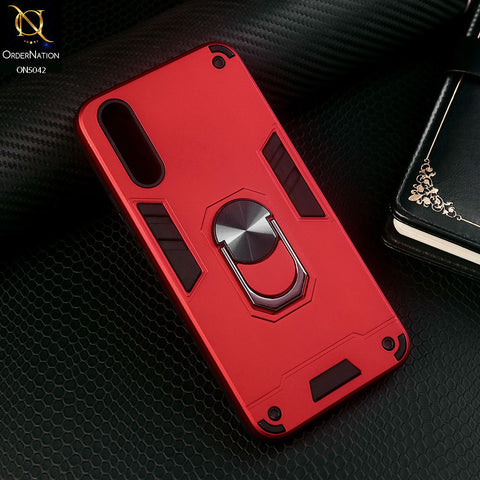 Vivo S1 Cover - Red - New Dual PC + TPU Hybrid Style Protective Soft Border Case With Kickstand Holder
