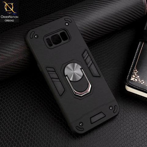 Samsung Galaxy S8 Plus Cover - Black - New Dual PC + TPU Hybrid Style Protective Soft Border Case With Kickstand Holder