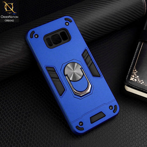 Samsung Galaxy S8 Plus Cover - Blue - New Dual PC + TPU Hybrid Style Protective Soft Border Case With Kickstand Holder