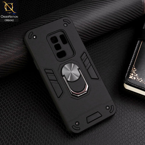 Samsung Galaxy S9 Plus Cover - Black - New Dual PC + TPU Hybrid Style Protective Soft Border Case With Kickstand Holder