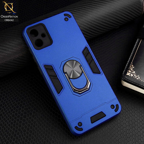 Samsung Galaxy A05 Cover - Blue - New Dual PC + TPU Hybrid Style Protective Soft Border Case With Kickstand Holder