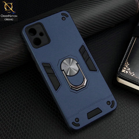 Samsung Galaxy A05 Cover - Midnight Blue - New Dual PC + TPU Hybrid Style Protective Soft Border Case With Kickstand Holder