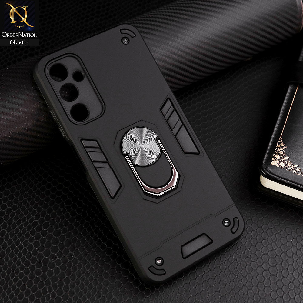 Samsung Galaxy A05s Cover - Black - New Dual PC + TPU Hybrid Style Protective Soft Border Case With Kickstand Holder
