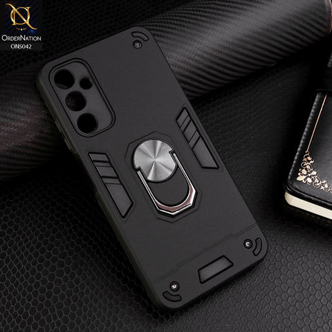 Samsung Galaxy A05s Cover - Black - New Dual PC + TPU Hybrid Style Protective Soft Border Case With Kickstand Holder