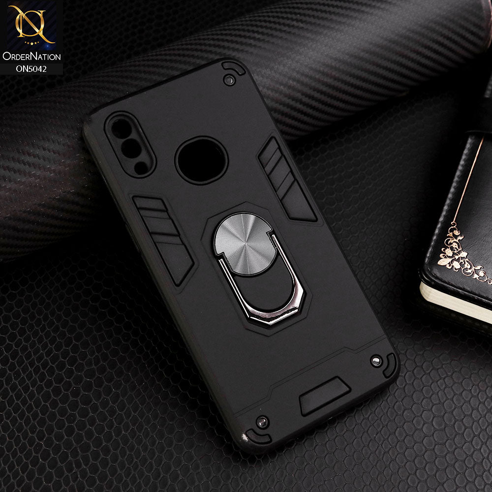 Samsung Galaxy A10s Cover - Black - New Dual PC + TPU Hybrid Style Protective Soft Border Case With Kickstand Holder