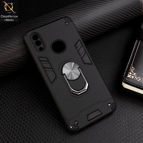 Samsung Galaxy A10s Cover - Black - New Dual PC + TPU Hybrid Style Protective Soft Border Case With Kickstand Holder