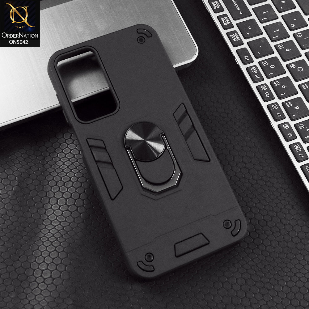 Samsung Galaxy A16 Cover - Black - New Dual PC + TPU Hybrid Style Protective Soft Border Case With Kickstand Holder