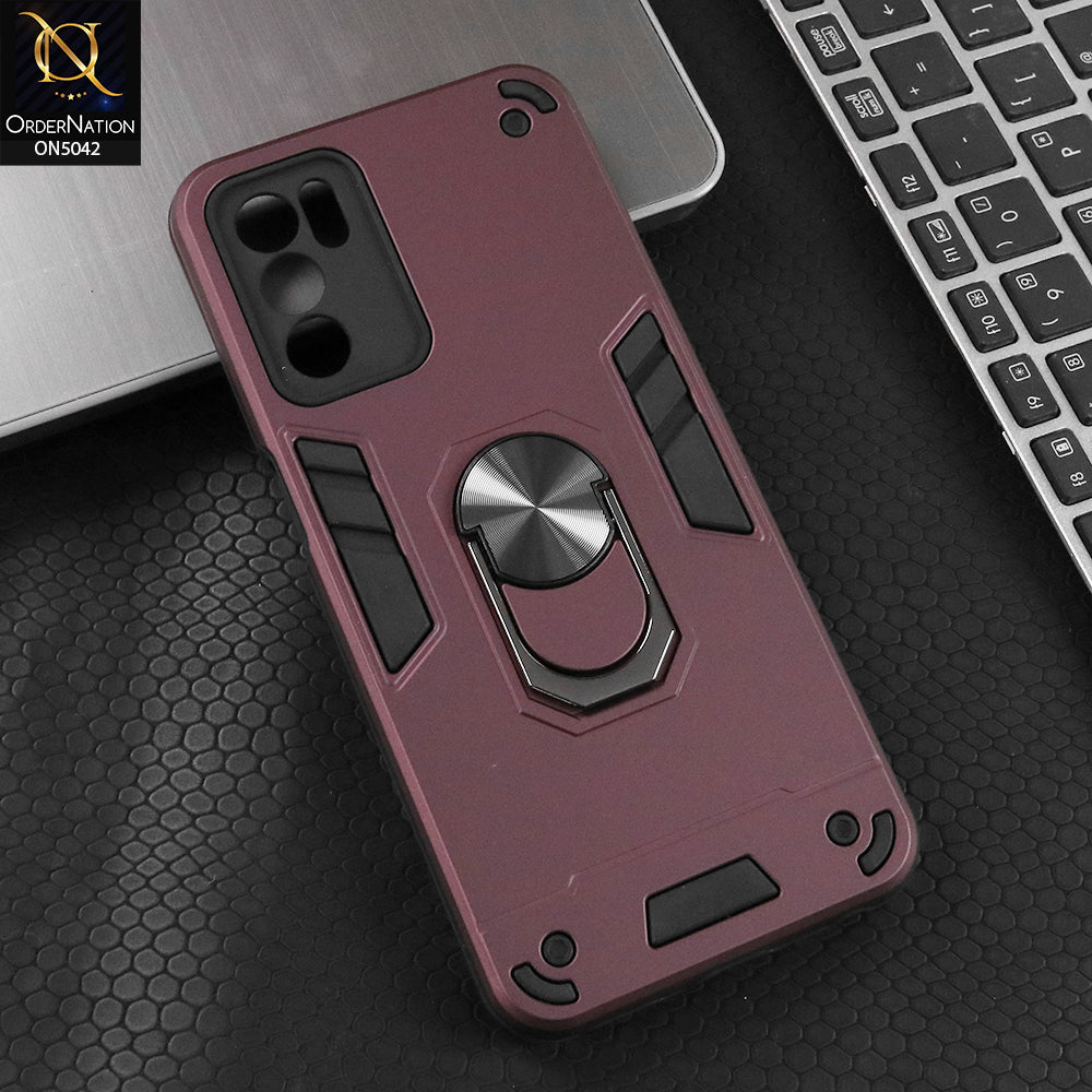 Samsung Galaxy A16 5G Cover - Burgundy - New Dual PC + TPU Hybrid Style Protective Soft Border Case With Kickstand Holder