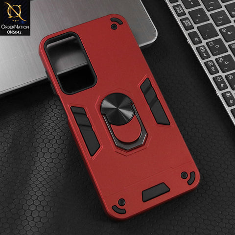 Samsung Galaxy A16 5G Cover - Red - New Dual PC + TPU Hybrid Style Protective Soft Border Case With Kickstand Holder