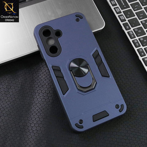 Samsung Galaxy M17 5G Cover - Midnight Blue - New Dual PC + TPU Hybrid Style Protective Soft Border Case With Kickstand Holder