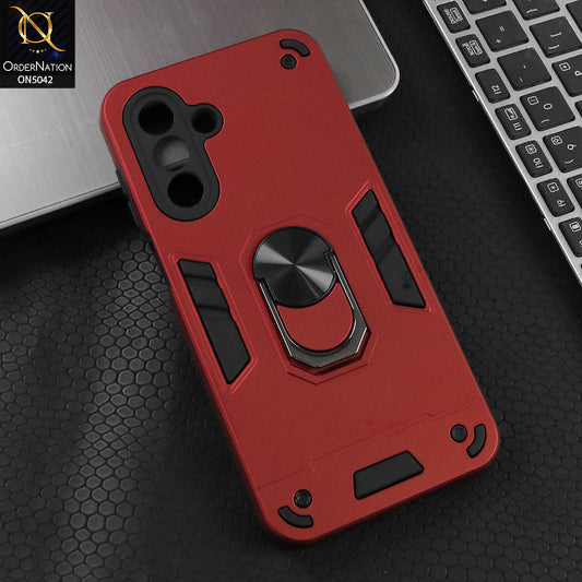 Samsung Galaxy A17 5G Cover - Red - New Dual PC + TPU Hybrid Style Protective Soft Border Case With Kickstand Holder