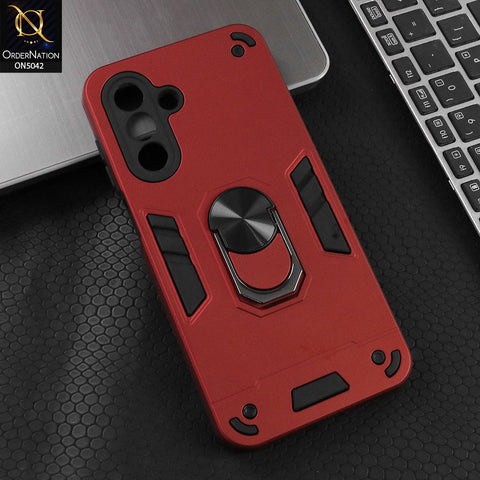 Samsung Galaxy A17 5G Cover - Red - New Dual PC + TPU Hybrid Style Protective Soft Border Case With Kickstand Holder