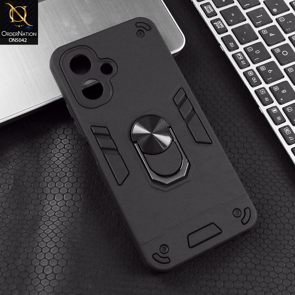 Infinix Smart 10 Cover - Black - New Dual PC + TPU Hybrid Style Protective Soft Border Case With Kickstand Holder