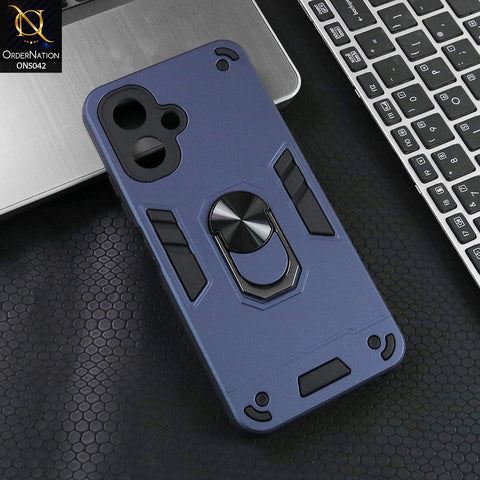 Infinix Smart 10 Cover - Midnight Blue - New Dual PC + TPU Hybrid Style Protective Soft Border Case With Kickstand Holder