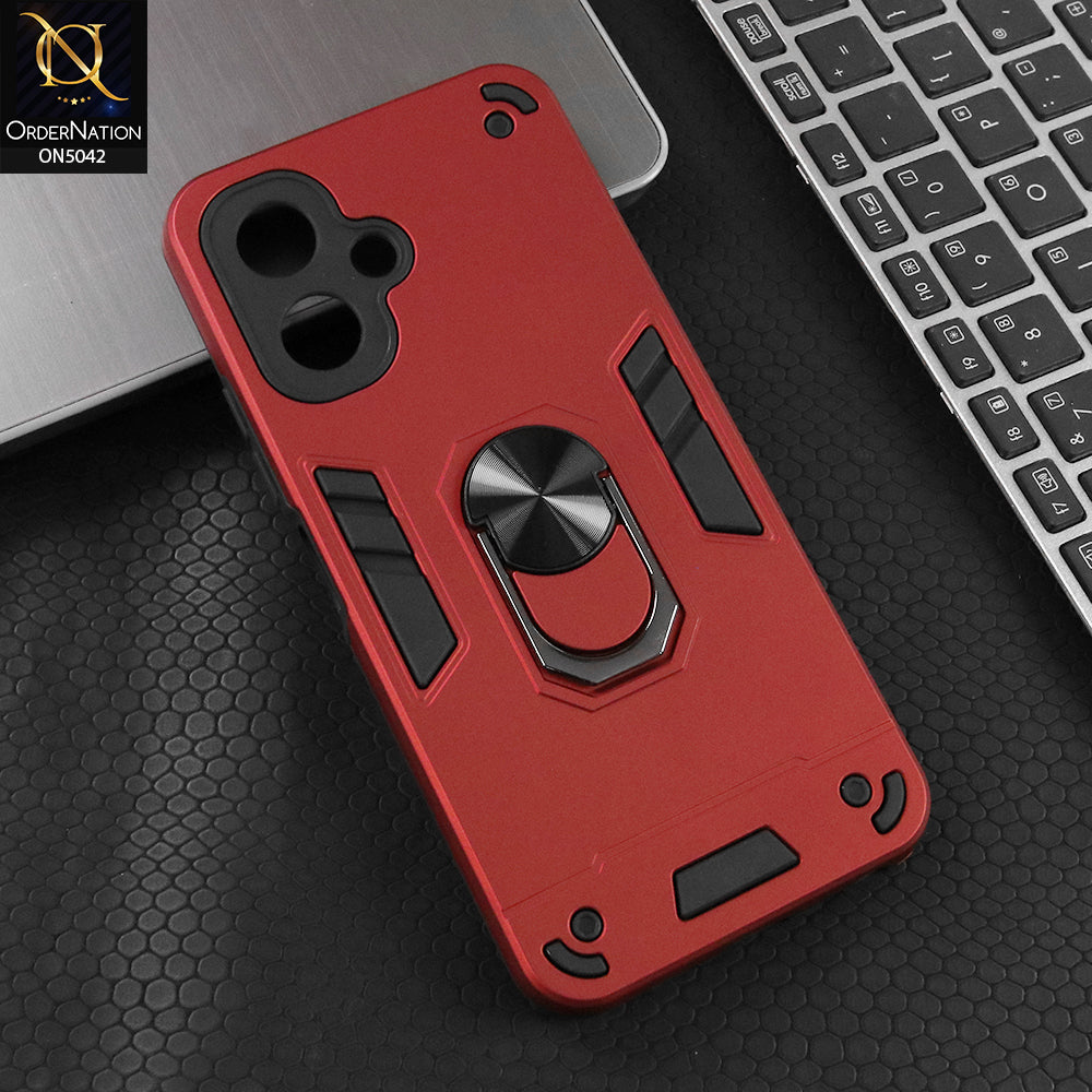 Infinix Smart 10 Cover - Red - New Dual PC + TPU Hybrid Style Protective Soft Border Case With Kickstand Holder