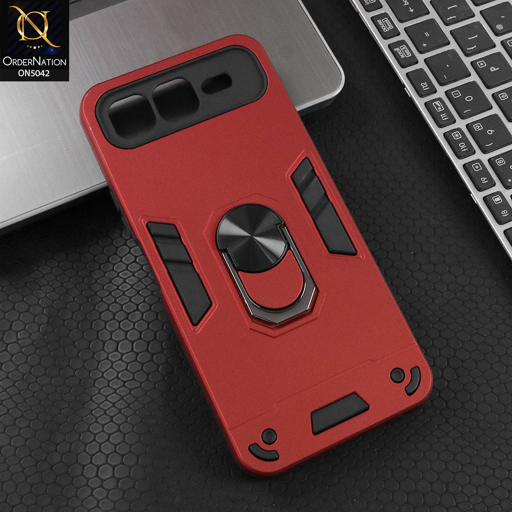 Infinix Smart 10 Plus Cover - Red - New Dual PC + TPU Hybrid Style Protective Soft Border Case With Kickstand Holder