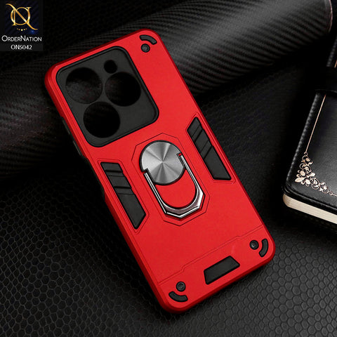Tecno Spark Go 2024 Cover - Red - New Dual PC + TPU Hybrid Style Protective Soft Border Case With Kickstand Holder