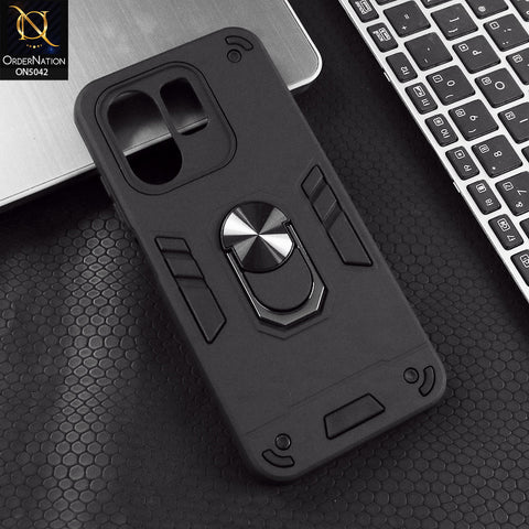 Infinix Smart 9 HD Cover - Black - New Dual PC + TPU Hybrid Style Protective Soft Border Case With Kickstand Holder