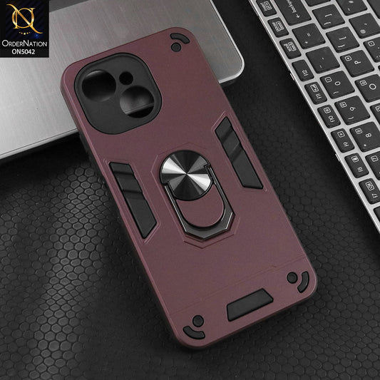 Tecno Spark 40C Cover - Burgundy - New Dual PC + TPU Hybrid Style Protective Soft Border Case With Kickstand Holder