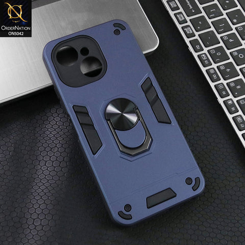 Tecno Spark 40C Cover - Midnight Blue - New Dual PC + TPU Hybrid Style Protective Soft Border Case With Kickstand Holder
