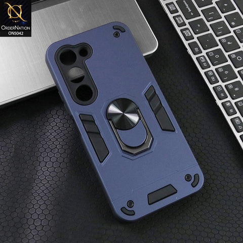 Tecno Spark 40 Pro Cover - Midnight Blue - New Dual PC + TPU Hybrid Style Protective Soft Border Case With Kickstand Holder