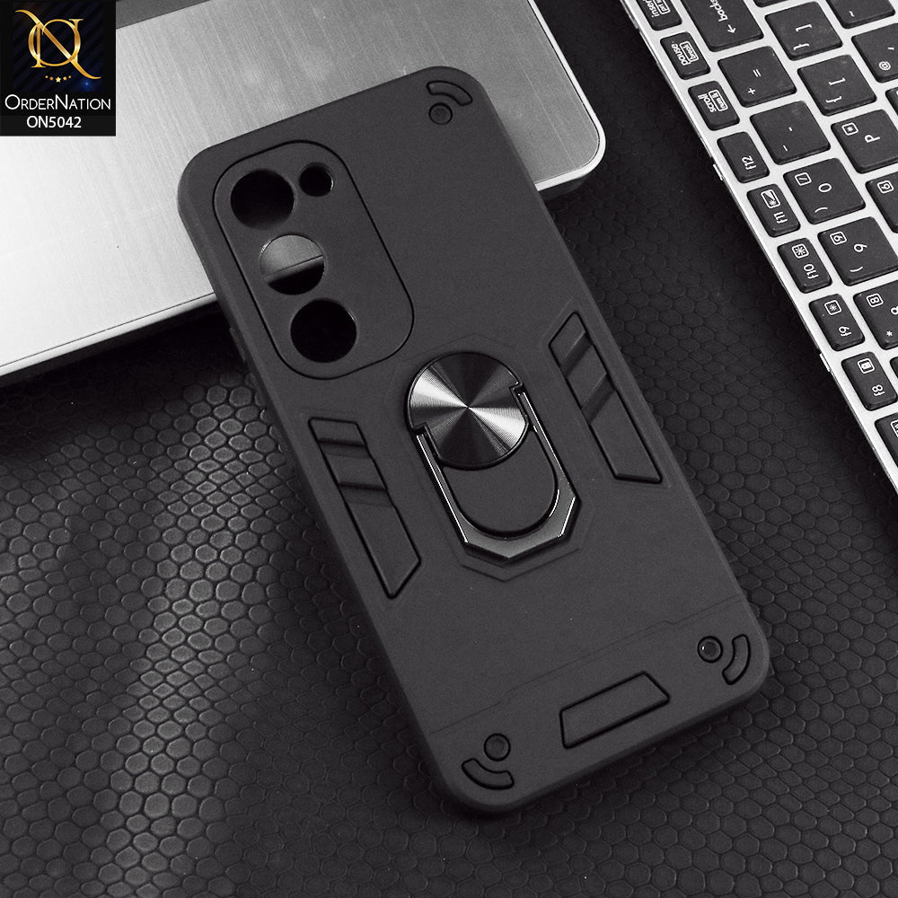 Tecno Spark 40 Pro Plus Cover - Black - New Dual PC + TPU Hybrid Style Protective Soft Border Case With Kickstand Holder