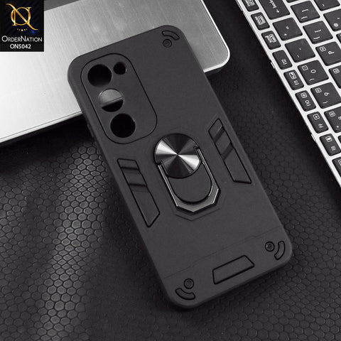 Tecno Spark 40 Pro Plus Cover - Black - New Dual PC + TPU Hybrid Style Protective Soft Border Case With Kickstand Holder