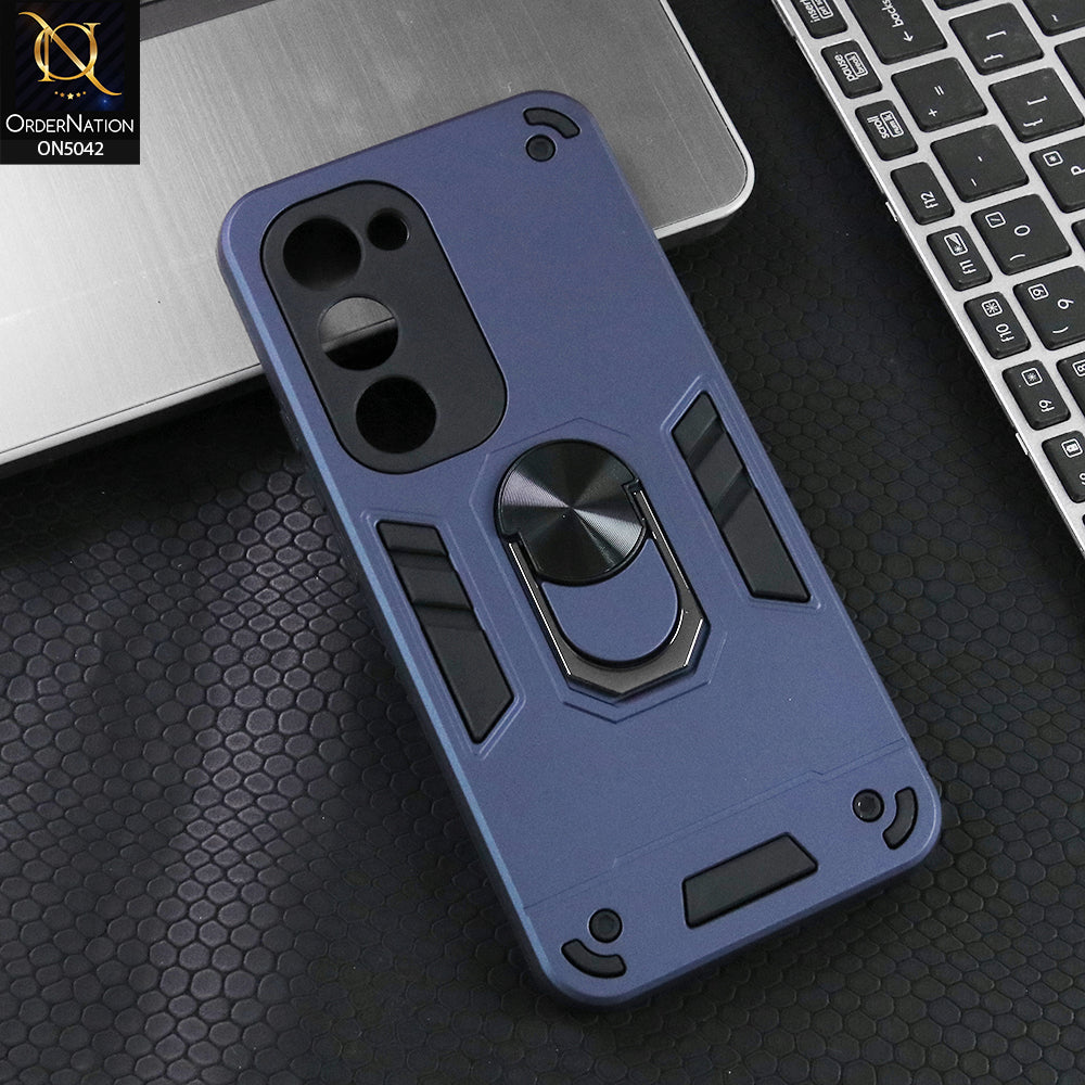 Tecno Spark 40 Pro Plus Cover - Midnight Blue - New Dual PC + TPU Hybrid Style Protective Soft Border Case With Kickstand Holder