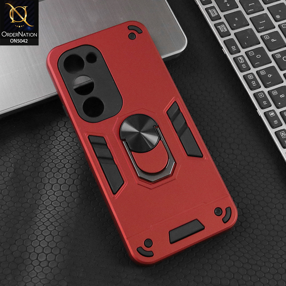 Tecno Spark 40 Pro Plus Cover - Red - New Dual PC + TPU Hybrid Style Protective Soft Border Case With Kickstand Holder