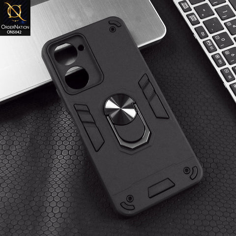 Vivo Y03 Cover - Black - New Dual PC + TPU Hybrid Style Protective Soft Border Case With Kickstand Holder