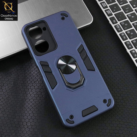Vivo Y03 Cover - Midnight Blue - New Dual PC + TPU Hybrid Style Protective Soft Border Case With Kickstand Holder