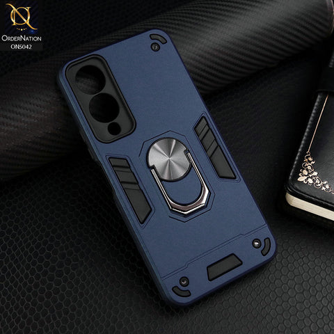 Vivo Y17s Cover - Midnight Blue - New Dual PC + TPU Hybrid Style Protective Soft Border Case With Kickstand Holder