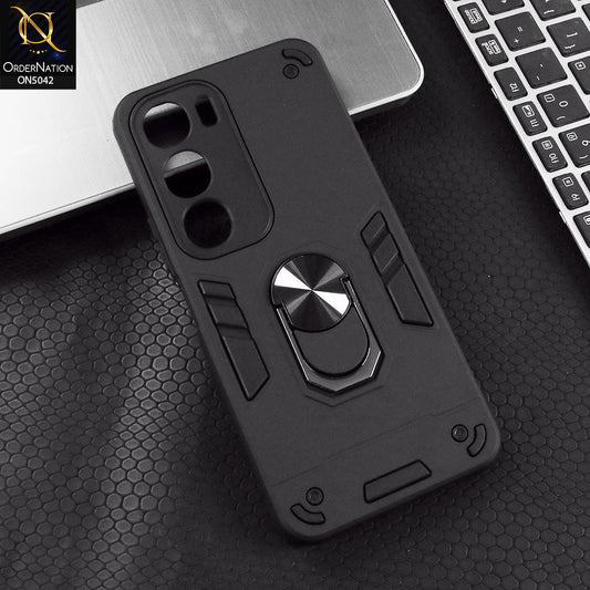 Vivo Y29 5G Cover - Black - New Dual PC + TPU Hybrid Style Protective Soft Border Case With Kickstand Holder