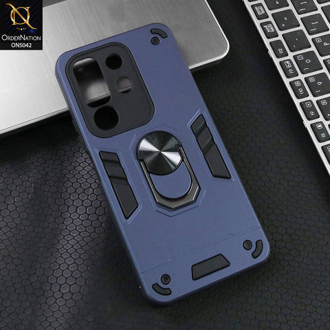 Vivo Y29 4G Cover - Midnight Blue - New Dual PC + TPU Hybrid Style Protective Soft Border Case With Kickstand Holder