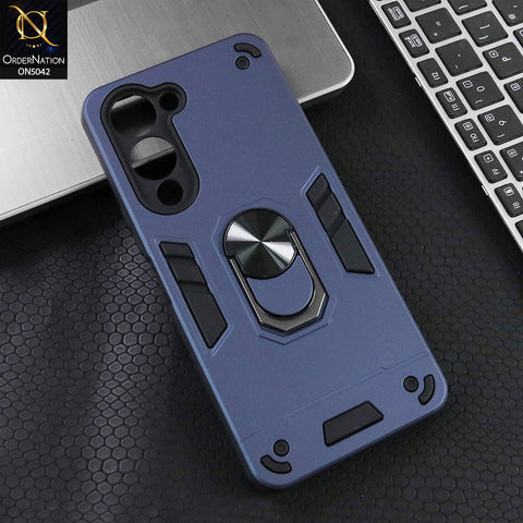 Vivo Y04 Cover - Midnight Blue - New Dual PC + TPU Hybrid Style Protective Soft Border Case With Kickstand Holder