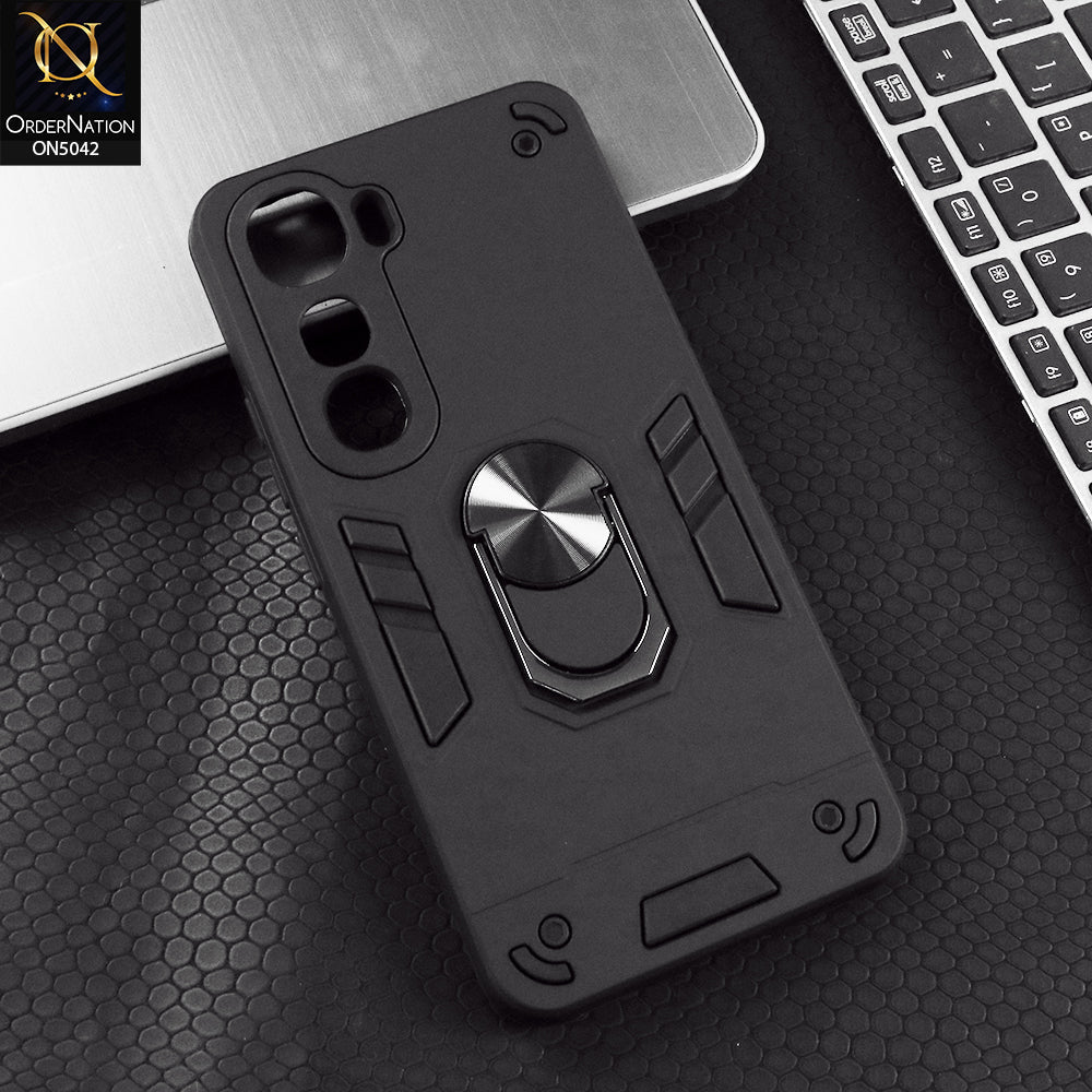 Vivo Y400 Cover - Black - New Dual PC + TPU Hybrid Style Protective Soft Border Case With Kickstand Holder